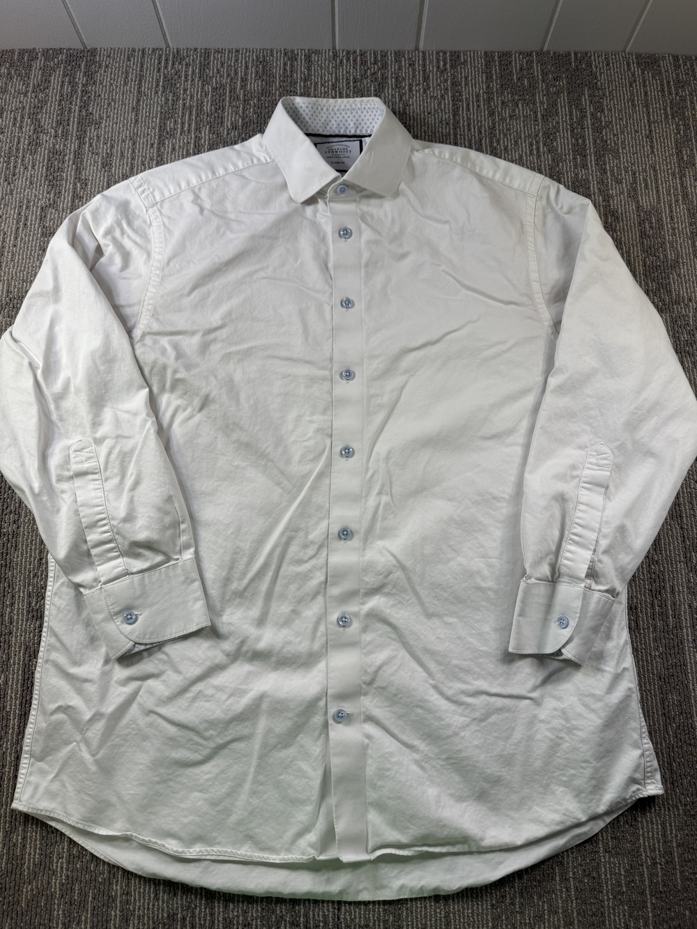 Charles Tyrwhitt Dress Shirt Mens 16.5 32/33 White Solid Classic Fit Cotton LS